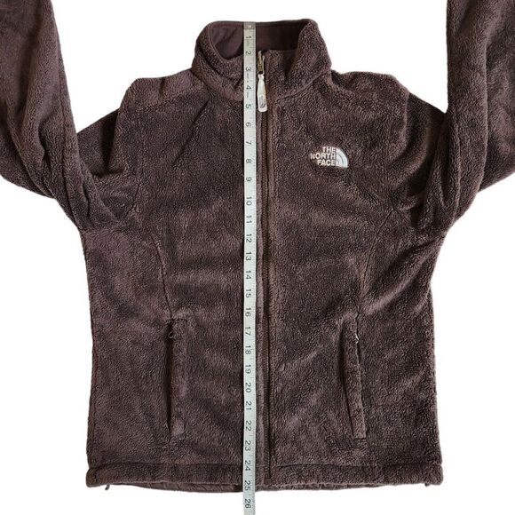 The North Face brown zip front fuzzy jacket sz S - Picture 8 of 9